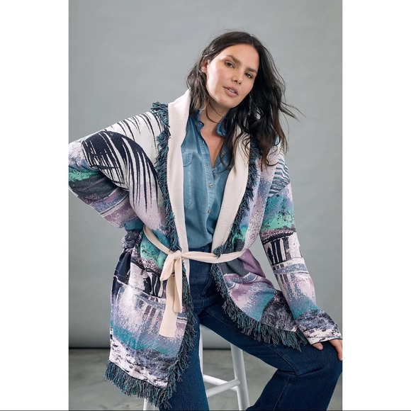 Anthropologie Moira Fringed Cardigan NWT SZ M - Picture 2 of 7
